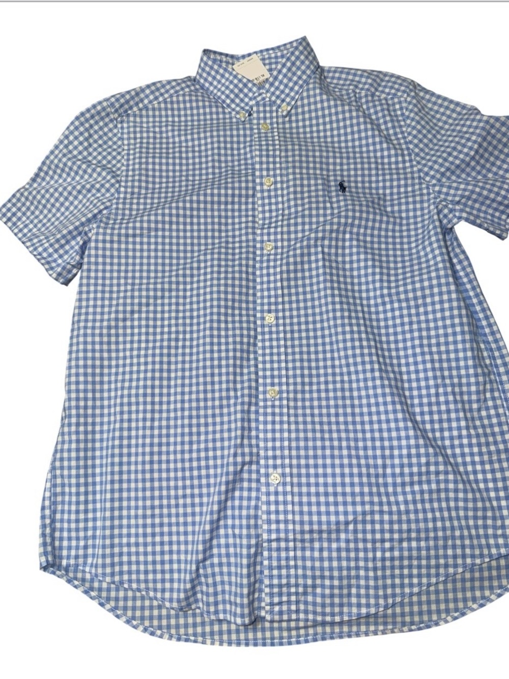 Polo by Ralph Lauren Blue & White Gingham Short Sleeve Button-Down Shirt